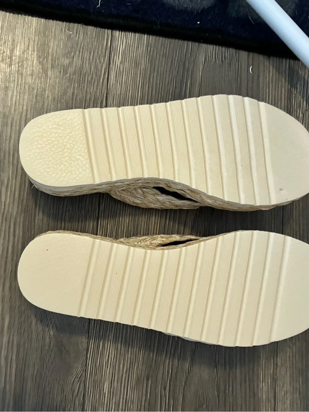 Woven Cream Espadrille Platform Slides